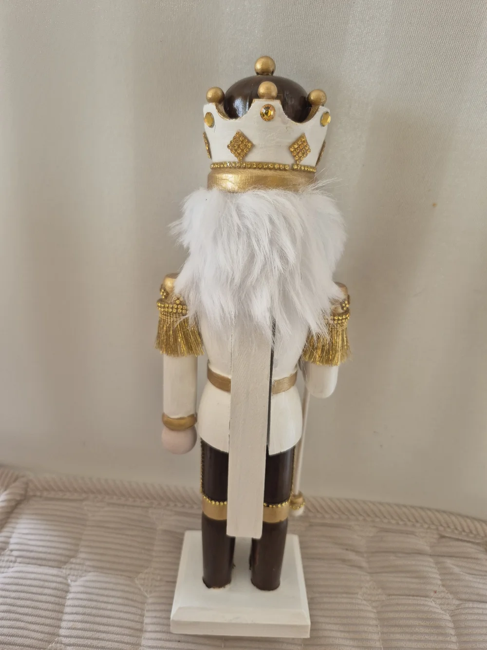 Premium Gold White and BrownNutcracker King Figurine - Decorative Holiday Accent